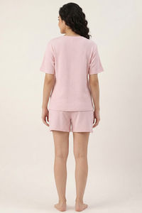 Zivame Knit Cotton Shorts Set - Pink Dogwood — thumbnail 4
